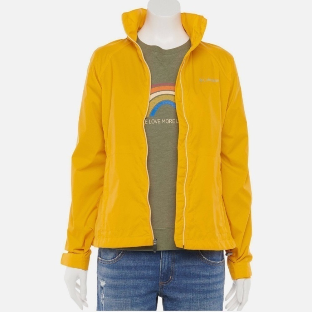 COLUMBIA SWITCHBACK III RAIN WIND WATERPROOF HOOD JACKET SIZE XL YELLOW NWT - Picture 7 of 12